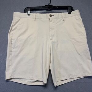 Johnnie-O Natural Performance Mens Golf Shorts Stone Beige Size 36 Flat Front